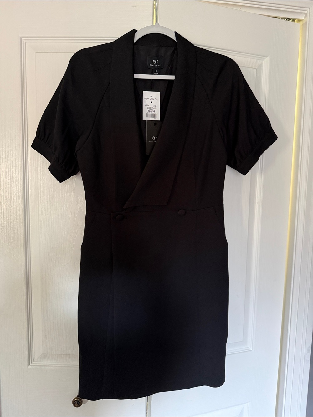 Adelyn Rae Black Short Sleeve Wrap-Style Blazer Mini Dress